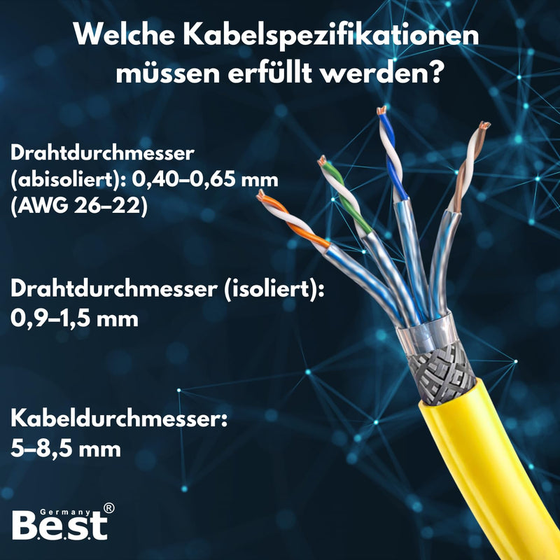 2x CAT 6A Keystone RJ45 Network Module Tool-Free STP 10 Gbit Network Socket | Tool-free RJ45 Keystone Network Module, STP, 10 Gbit, Patch Panel, Network Socket, LSA, PoE++, Gold-Plated Contacts 2 Stück CAT6A