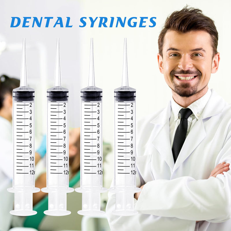 [Australia - AusPower] - Wisdom Teeth Syringe, 12ml Dental Irrigation Syringe with Measurement, Sterile Individually Package for Oral Dental Care, Tonsil Stones Removing, Lab, Liquid, Feeding (10 Pack) Straight Tip 10 Pack Plastic 