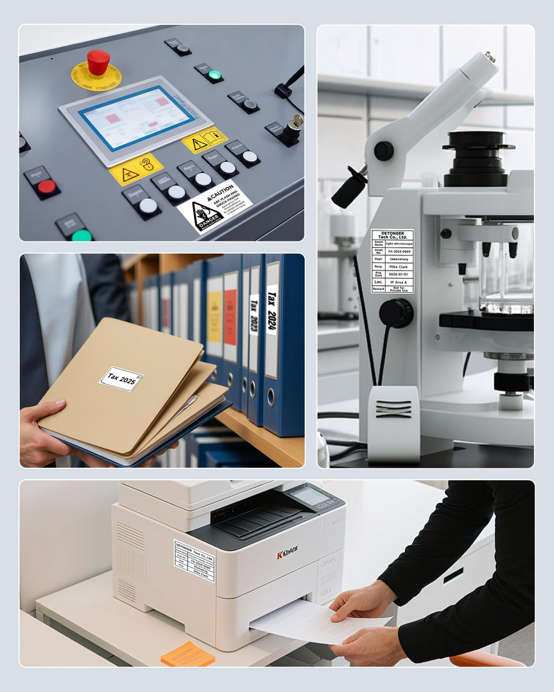 DT5150P PET Labels - UV Resistant, Weatherproof & Colorfast, All-in-One Thermal Transfer Ribbon Cartridge, Heavy-Duty for Indoor/Outdoor Use, Fits DT5150/5150P/350/353 Industrial Label Makers White-1.57"×2.36"