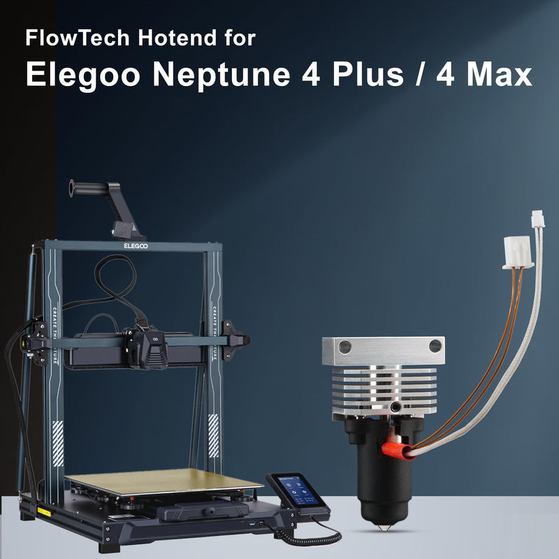 Microswiss FlowTech Hotend for Elegoo Neptune 4 Plus / 4 Max - Leakproof Nozzle - Cold Nozzle Change - High Flow - All Metal Design - Made in USA