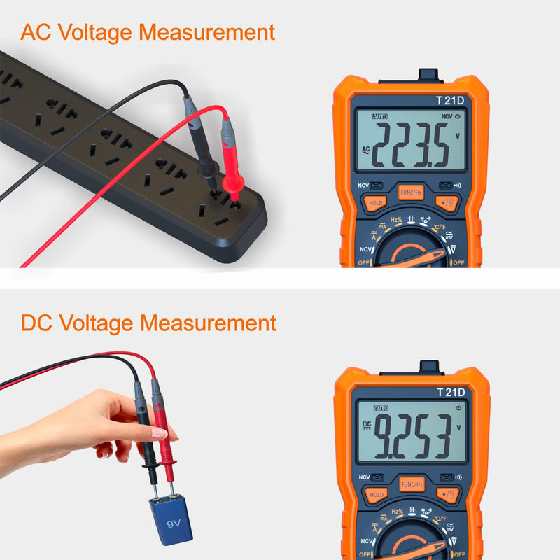 [Australia - AusPower] - Auto-Ranging Digital Multimeter, TRMS 6000 Counts AC DC Voltmeter Ohm Volt Amp Meter, Electrical Multimeter Tester with NCV, Measure Capacitance Current Resistance Temp Continuity Diode Duty Cycle up to 600V/10A 