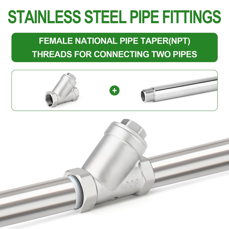 [Australia - AusPower] - TAISHER 1PCS 304 Stainless Steel 1" NPT Female WYE Y Strainer Mesh Filter Valve CF8 WOG 800 
