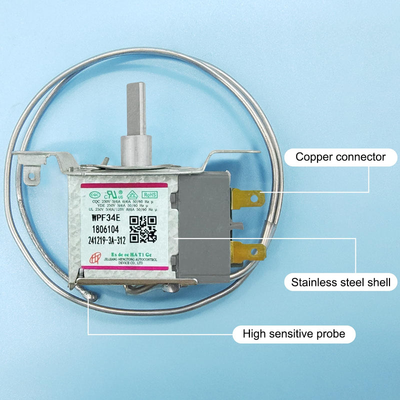 [Australia - AusPower] - WPF-34E Refrigerator Thermostat Compatible with Hisense – Universal Temperature Control for Freezers, 2-Pins Sensor Probe 