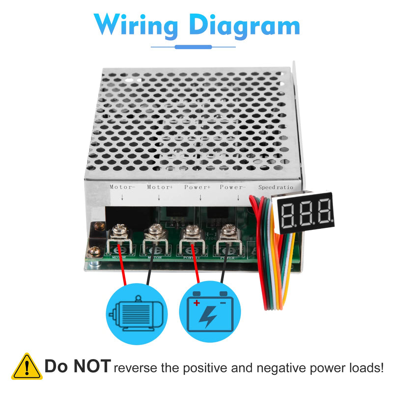 [Australia - AusPower] - PWM 3500W Max DC Motor Speed Controller, DC 10V-55V & 100A Max Brush Motor LED Display Stepless Speed Controller with Forward-Brake-Reverse Switch & Ajustable Potentiometer 