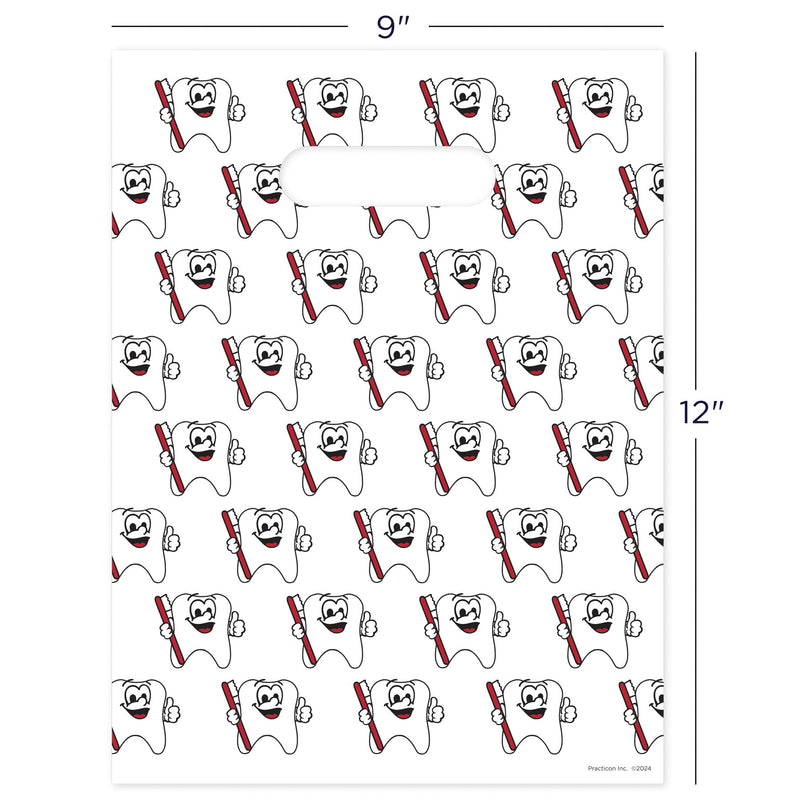[Australia - AusPower] - Tootie Tooth Scatter Print Dental Giveaway Bags, 9" x 12", 100 Pack 