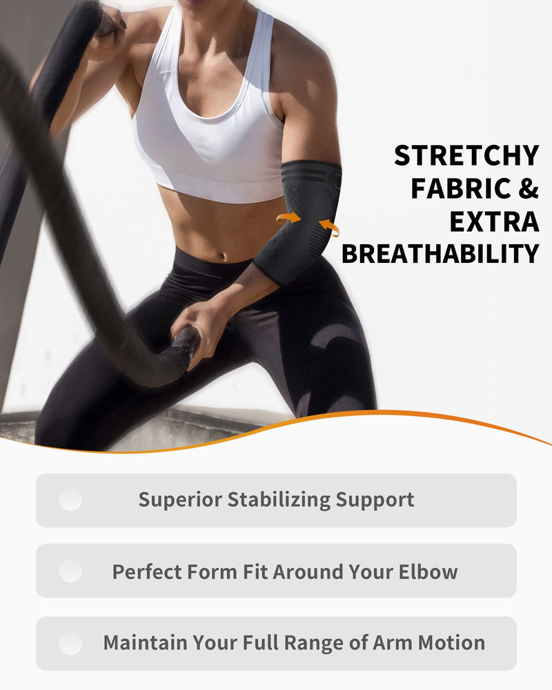 [Australia - AusPower] - CAMBIVO 2 Pack Elbow Brace for Tendonitis, Tennis Elbow Compression Support Sleeve for Golfers Elbow Pain Relief, Arthritis, Bursitis, Workout, Weightlifting Medium Black (2 Pack) 