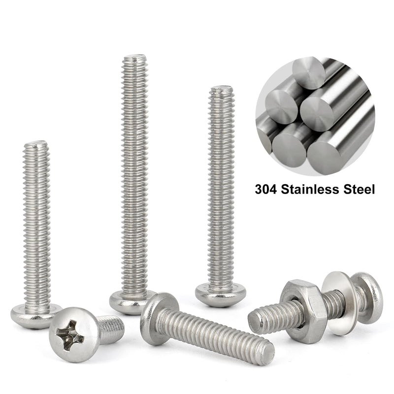 [Australia - AusPower] - 110Pcs Machine Screws Assortment kit,Assorted 1/2 to 2 inch Long # 8-32 Machine Screw,304 Stainless Steel Phillips Pan Head Screws Bolts for Electrical Wall Socket,Household Repairs 