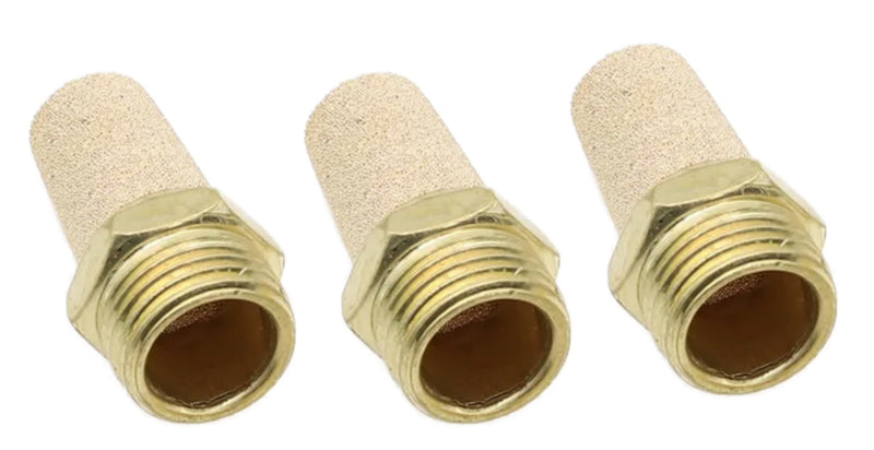 [Australia - AusPower] - Pneumatic Silencer Made of Sintered Bronze 1/4 Inch Set of 3 Compressed Air Silencers Industrial Quality (3, 1/4 Inch) 1/4" 