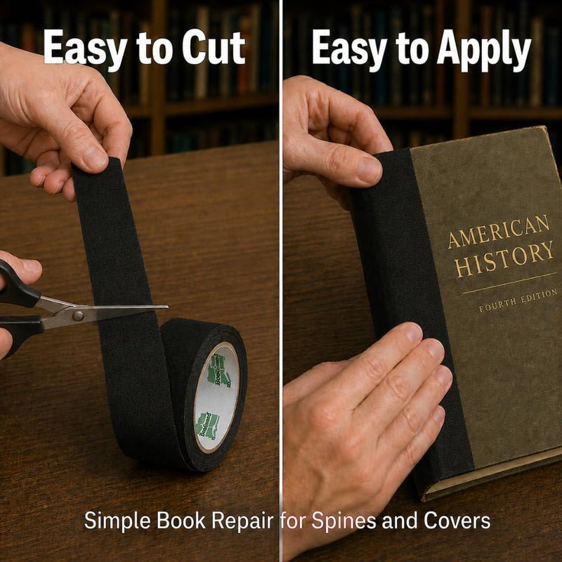 BookGuard Book Binding Tape, 3 Inch Black Flexible Cloth Spine Repair Tape for Library Binding, Book Spines, Hinges, Covers, Bibles, Hymnals, Libraries, Schools, 15 Yard Roll 3" Wide 1