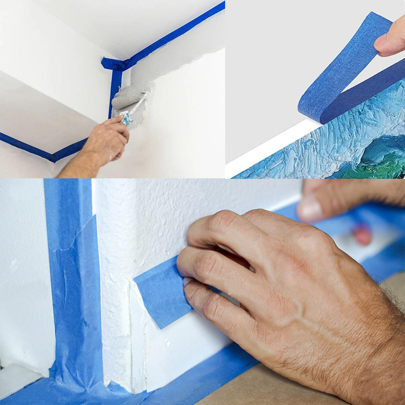 [Australia - AusPower] - Painters Tape 1 Inch Wide, 4-Pack Blue Tape for General Purpose Use, 1 Inch X 55 Yards X 4 Rolls, 220 Yards in Total 