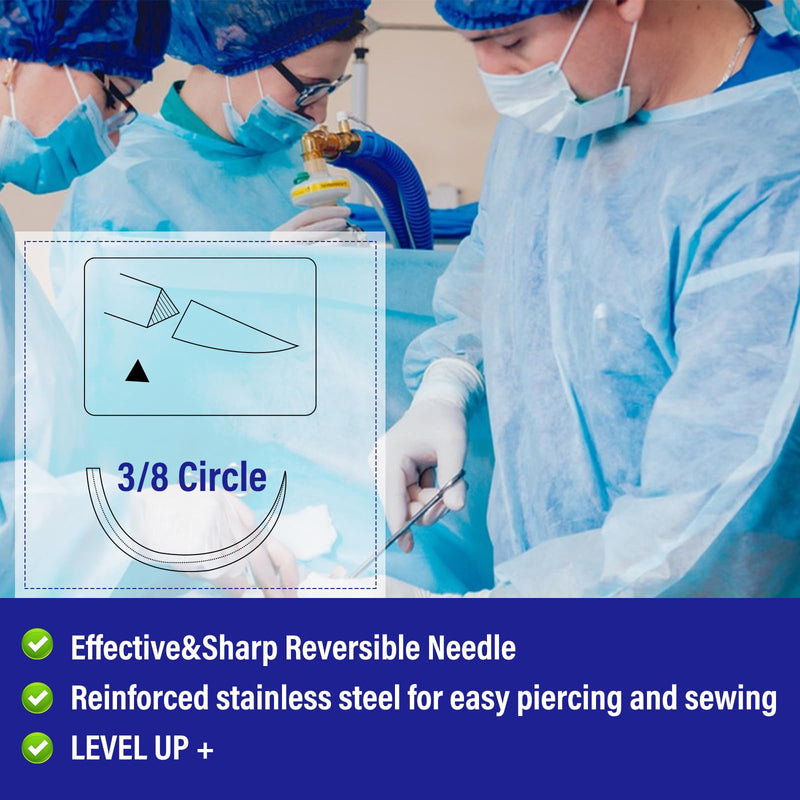 [Australia - AusPower] - 28 Packs Sutures Thread with Needle,Mixed Sutures, Training Threads(0,2/0,3/0,4/0,5/0,6/0,7/0) for Practicing Suturing can be Used for Suture Pads, Fruit peels,4 Material 28 