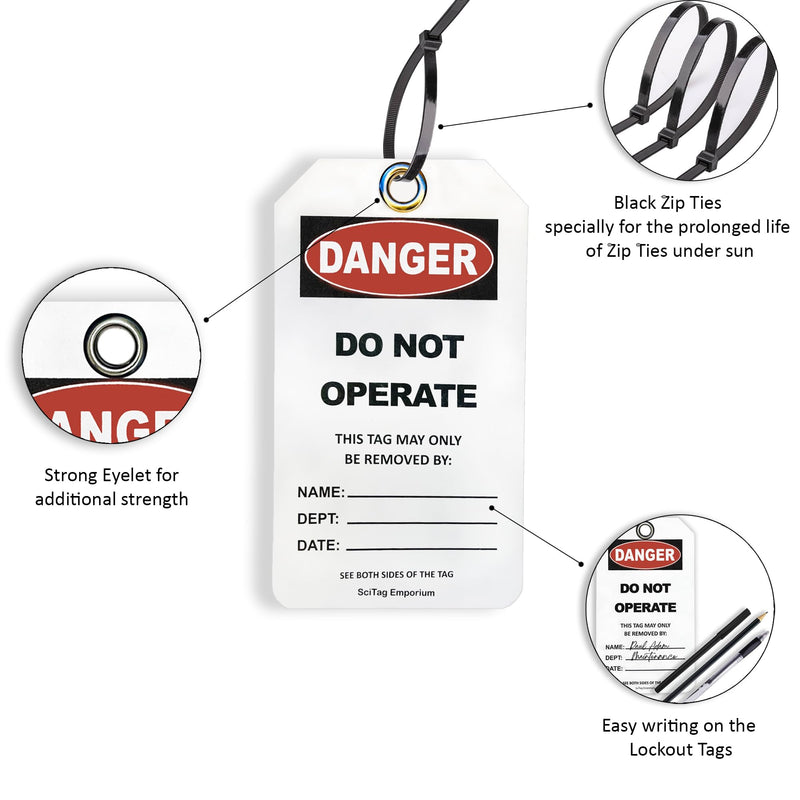 [Australia - AusPower] - 40 Lockout Tagout Tags, with 40 Zip Ties, Anti Static, Do Not Operate Tags, OSHA Compliant, Lockout Tags, Loto Tags, Tear Resistant & Weatherproof, 5.1"x2.9" | Lock Out Tags | 