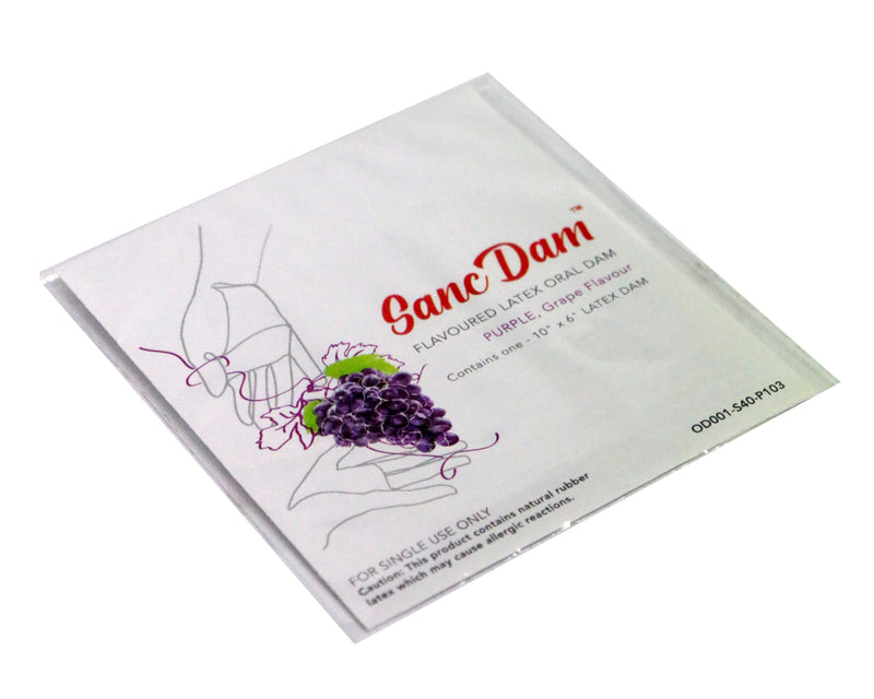 [Australia - AusPower] - Grape 12 Count SancDam Ultra-Thin Oral Sex Dam Membrane, Men and Women Giving Each Other Oral Sex, Cunnilingus Prop SM Fellatio, Oral Dam Covering for Lesbian Or Couples Sex (Dental Dams) 
