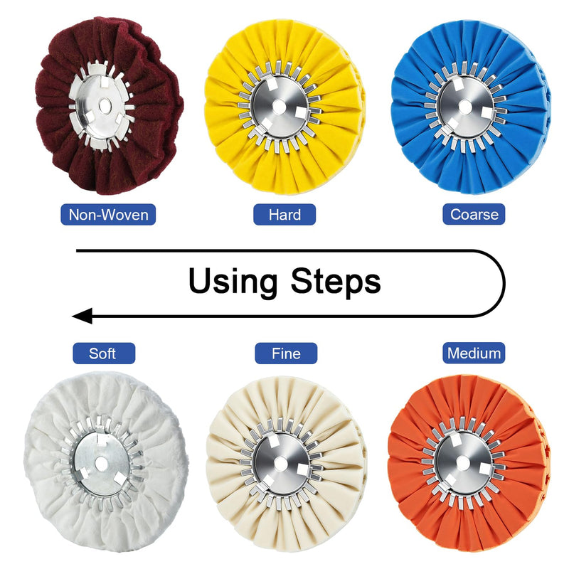 8" Soft Airway Buffing Wheel White Flannel / 5/8'' Arbor Hole/Finish Polish Step for Angle Grinder - 2 PCS 12plys Soft 2pcs