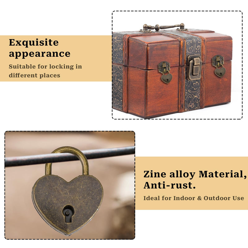 [Australia - AusPower] - 2 Set Antique Bronze Hasp Latch 27 X 30 mm Hasp Latch Mini Box Hinges and Love Locks with Keys Decorative Lock Buckle with Screws for Jewelry Wooden Box and DIY Crafts a 