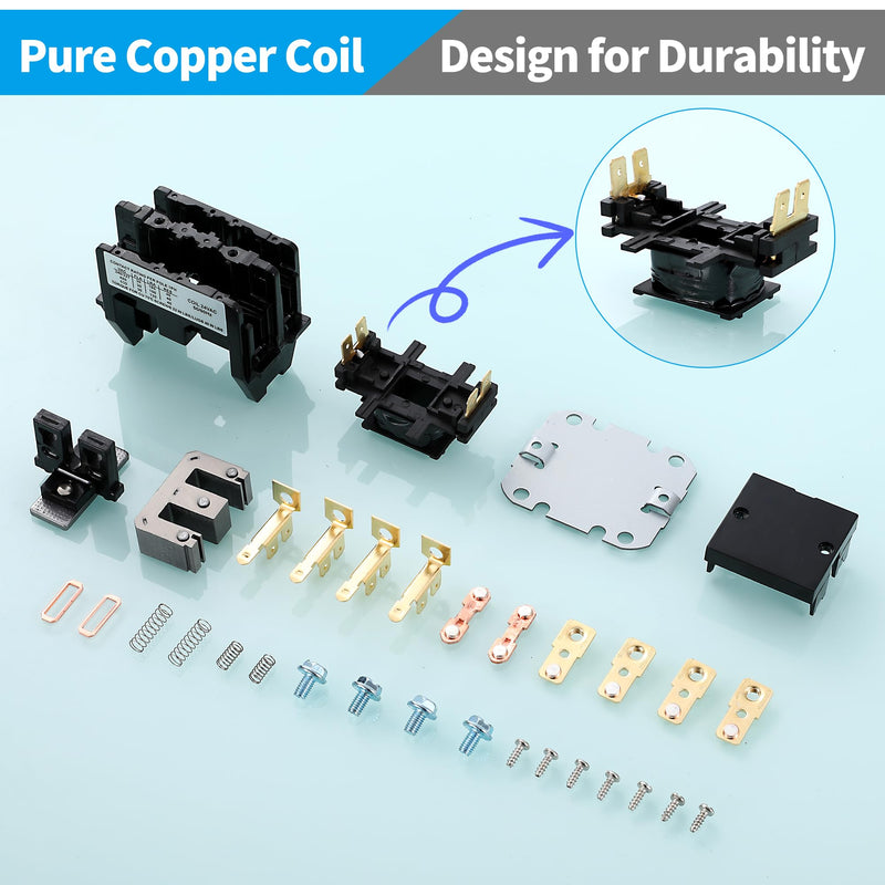 [Australia - AusPower] - HVAC Motor Contactor, 2 Pole 30 Amp 24V Air Conditioning Contactor, Compatible with Air Conditioning Condenser Compressor Contactor 2P 30A 