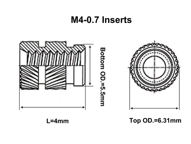 [Australia - AusPower] - Threaded Heat-Set Inserts Brass for Printed Plastic Parts M4 Short 50pcs M4S 50 