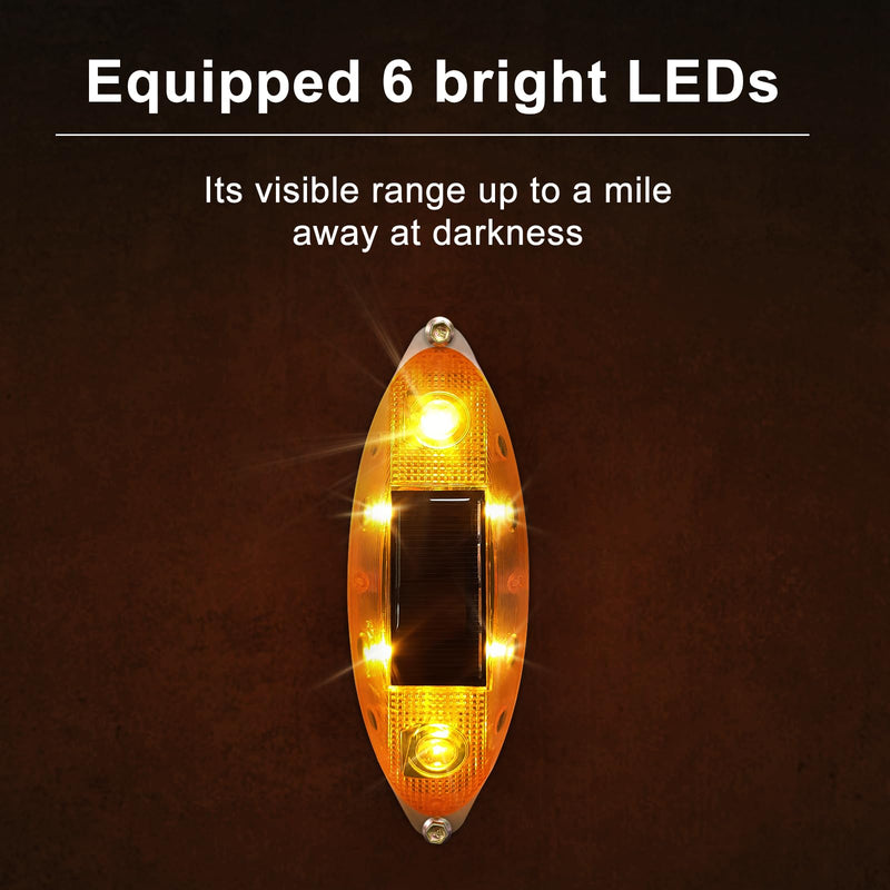 Aolyty Solar Strobe Warning Light Outdoor, Bright Solar Safety Flashing Light 4 Pack Road Signs IP54 Waterproof for Construction Site, Traffic, Dock, Marine, Stop Sign (Yellow) Yellow