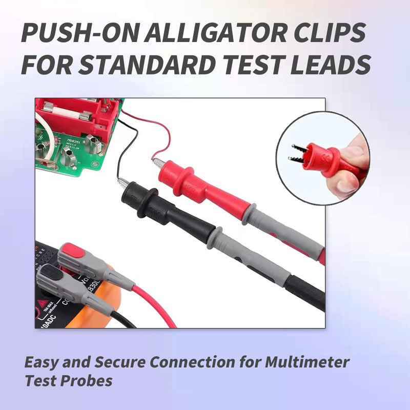 [Australia - AusPower] - Multimeter Alligator Clips Set,8PCS Push on Alligator Clips for Test Leads Silicone Alligator Clips Professional 10A Test Kit Test Lead Probe Clip Suitable for Electric Testing Work Cable Lead Clip 