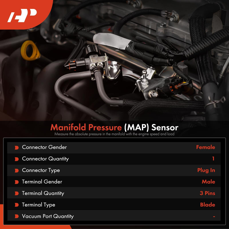 A-Premium Manifold Pressure Sensor Compatible with Chrysler Pacifica PT Cruiser Sebring 2003-2006 Voyager Dodge Caravan Neon Stratus