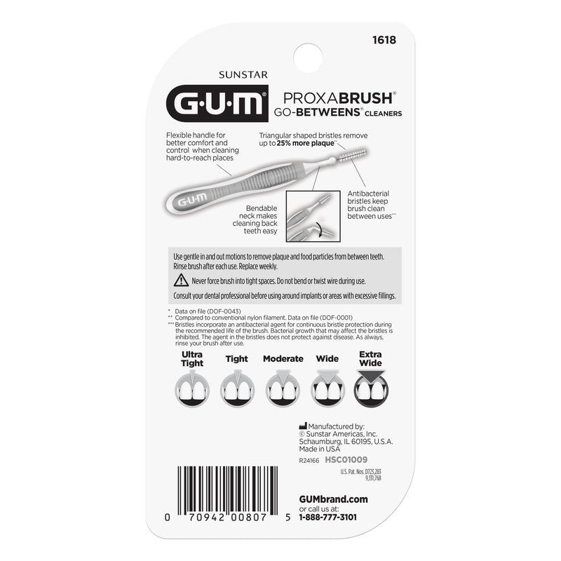 [Australia - AusPower] - GUM Proxabrush Go-Betweens - Extra Wide - Interdental Brushes - Soft Bristled Dental Picks for Plaque Removal Health - Safe for Braces & Dental Devices, 10 Count (Pack of 4) 10 Count (Pack of 4) 