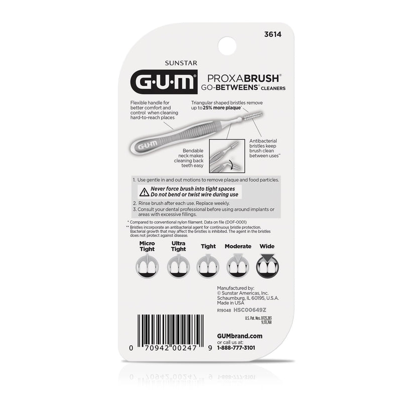 GUM Proxabrush Go-Betweens - Wide - Interdental Brushes - Soft Bristled Dental Picks for Plaque Removal Health - Safe for Braces & Dental Devices,10 Count (Pack of 8) 10 Count (Pack of 8)