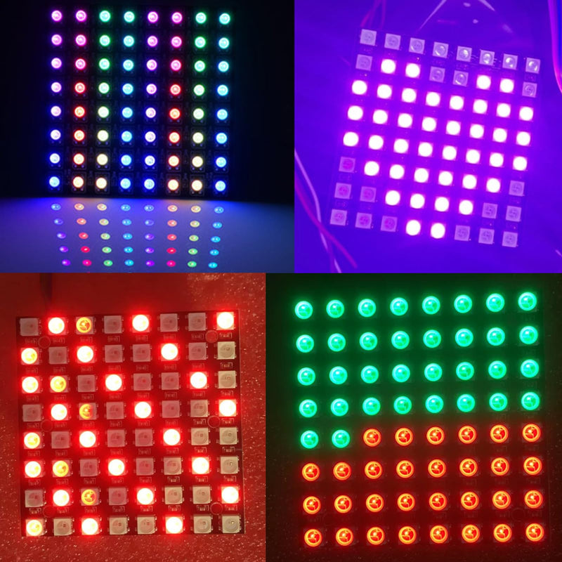 4 x 64 Bits WS2812 LED Matrix Panel - 8 x 8 5050 LED Module Built-in Full Colour Driver Colour Light Development Board Compatible with Raspberry Pi and Arduino 64 bits square-4pcs