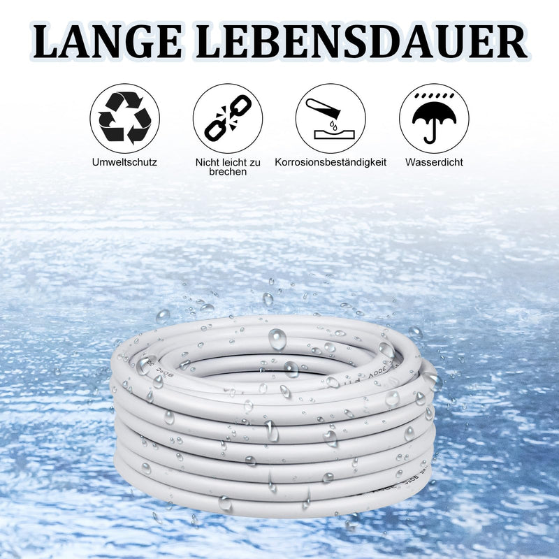 [Australia - AusPower] - 5 Metres 18AWG 2 x 0.75 mm² Electric Cable, 2 Core Cable 5V/12V/24V/300V White Tinned Copper Cable, Flexible and Soft, Low Impedance, High Temperature Resistance Extension Cable 5 metres 18AWG-2C (2 x 0.75 mm²) 