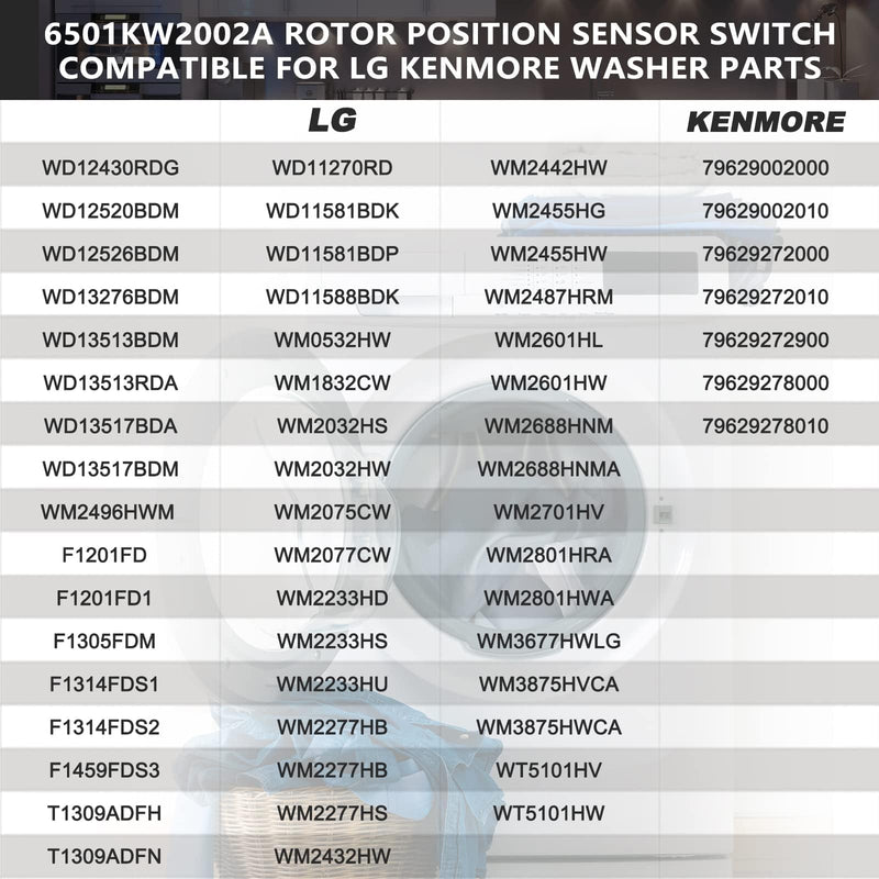 [Australia - AusPower] - WISINY 6501KW2002A for LG Hall Sensor 6501KW2002B Washer Machine Motor Rotor Position Sensor Compatible for Kenmore LG Washer Parts PS3529186 EA3529186 AP4440680 EAP2394359 1268238 wm2016cw wm3170cw 
