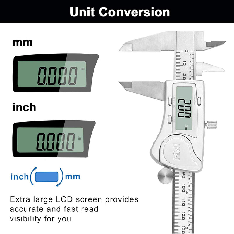 [Australia - AusPower] - NORTOOLS Digital Caliper Measuring Tool,150mm/ 6” Stainless Steel IP54 Waterproof Electronic Micrometer Caliper with Large LCD Display for Jewelers, Woodworkers 