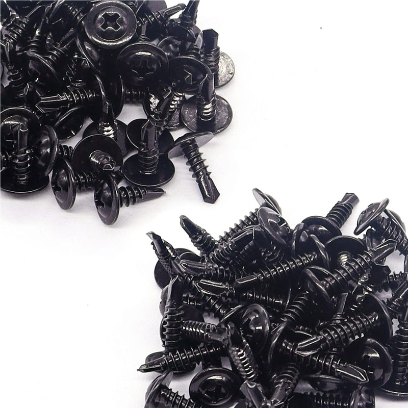 [Australia - AusPower] - weideer 100pcs #8 Self Drilling Screws Self Tapping Tek Screws Assortment Kit Black Oxide Truss Head Sheet Metal Screws 410 Stainless Steel (1/2" 50pcs+3/4" 50pcs) K-055-100P 1/2" 3/4" 