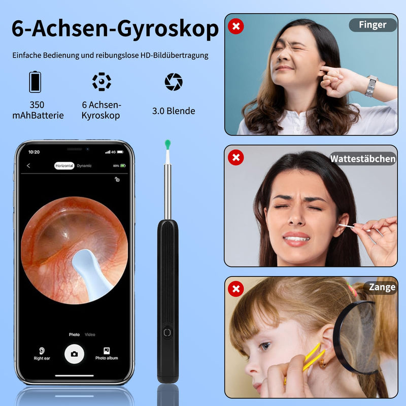 Miluna Ear Cleaner, OIP67 Waterproof Ear Clear with 6 LEDs