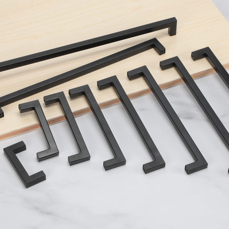 Cabinet Pulls Matte Black Cabinet Handles Square Drawer Pulls, 5 Pack 8-4/5 Inch Stainless Steel Kitchen Door Cupboard Cabinet Handles, Drawer Hardware Handles, 224mm Hole Centers 1 8-4/5 inch Hole Centers(224mm)