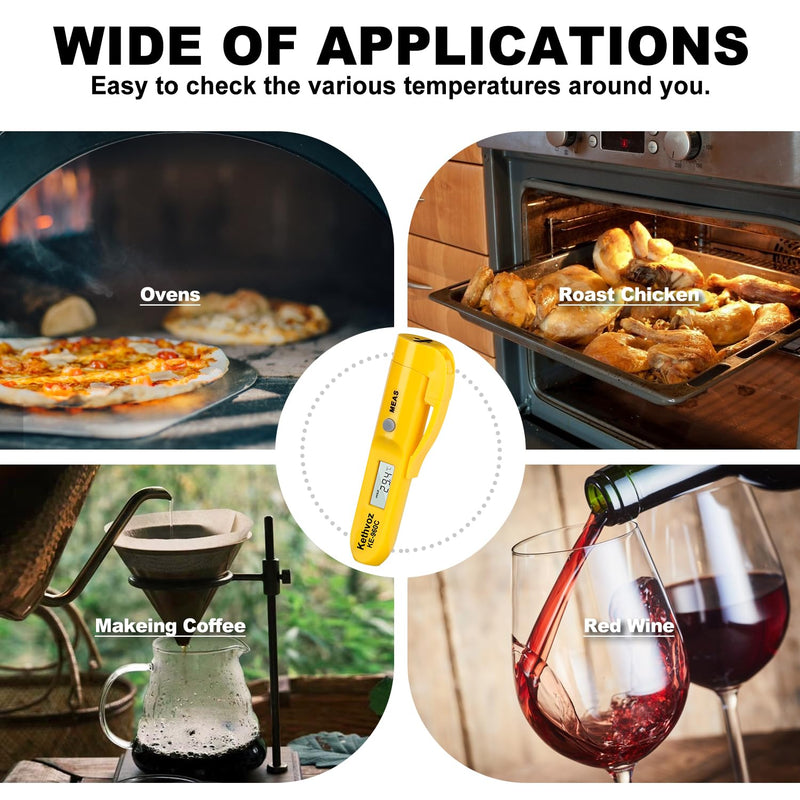 [Australia - AusPower] - Non Contact Infrared Food Thermometer, Digital IR Laser Thermometer Pen for Cooking, -22°F to 527°F Instant Read, No Touch Safe Hygienic for Meat, Grill, Candy, Wine, Baby Milk (2-Pack) 