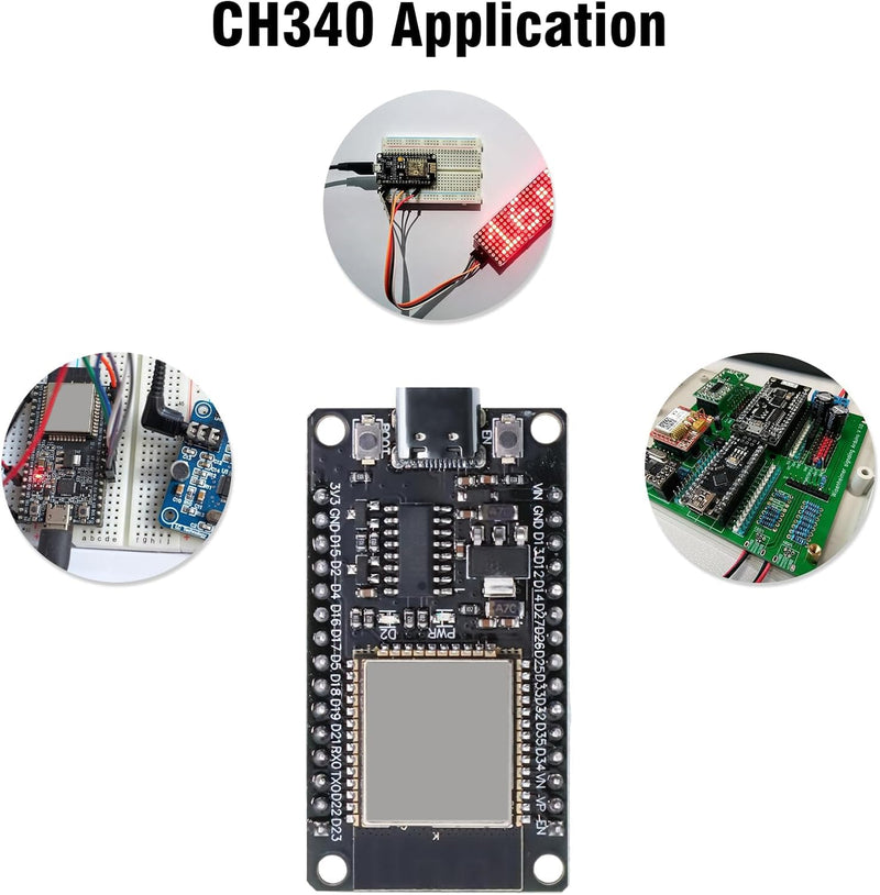 [Australia - AusPower] - Binghe Pack of 2 ESP with CH340 Development Board, ESP 30 Pins ESP-32-32D Module 2.4GHz WiFi + Bluetooth 2-in-1 Low Power Consumption Type-C Connector Compatible with Arduino 