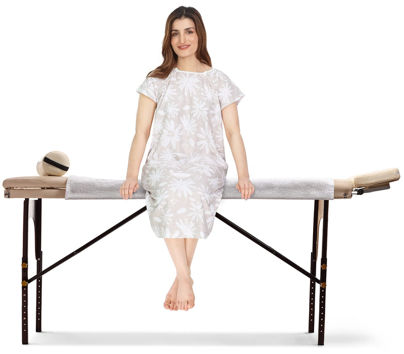 [Australia - AusPower] - NY Threads Women's Hospital Gown Soft and Stylish Patient Gown, Large-X-Large, Flora Grey 