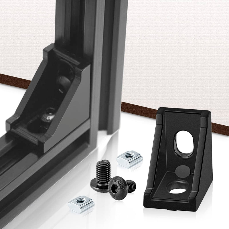 [Australia - AusPower] - 30 Set Black 2020 Series Aluminum Extrusion Profile Connector, includes 1pc Wrench, 30pcs 2028 Corner Bracket, 60pcs T-Slot Sliding Nuts and Hex Screw Bolt for Slot 6mm 20S Aluminum Rail Accessories 30 Set Black 2020 Series with M5 screw nut 