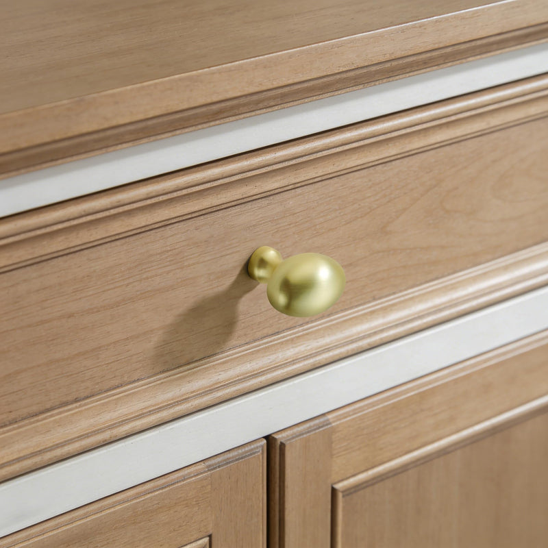 TUNNY 10 Pack Oval Ellipse Single Hole Cabinet Knob-Brushed Gold Single Hole Furniture Hardware Knob for Bathroom Dresser Kitchen Cabinets Bedroom Cabinet Pull Brushed Gold Knob - 1.32"(33.6mm) Diameter - 10Pcs