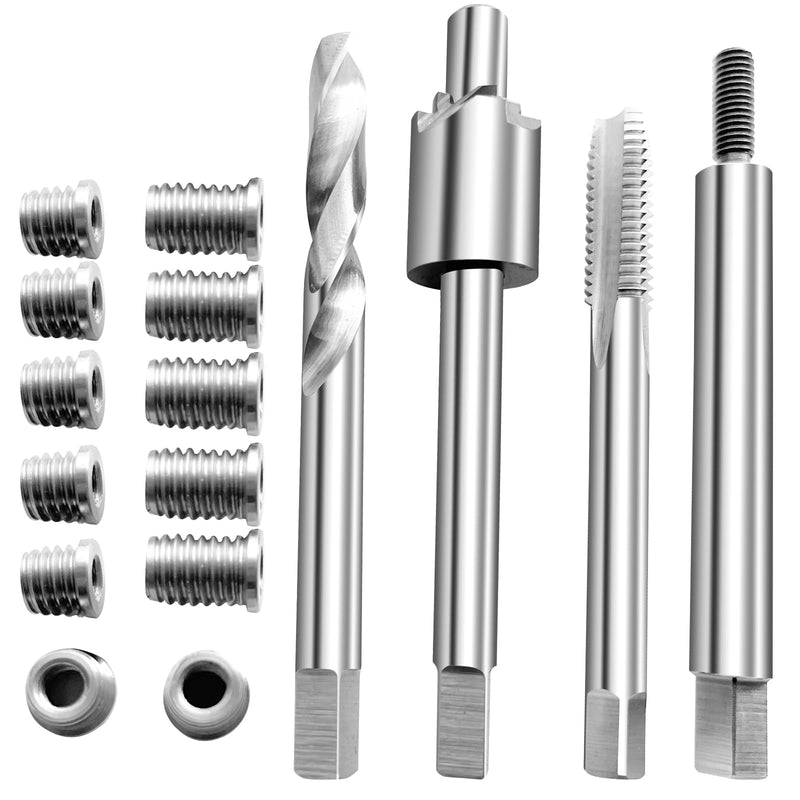 M5*0.8 Two Sizes Thread Repair Kit (Including 6pcs 11.6mm Stainless Steel Inserts, 6pcs 7.6mm Stainless Steel Inserts)