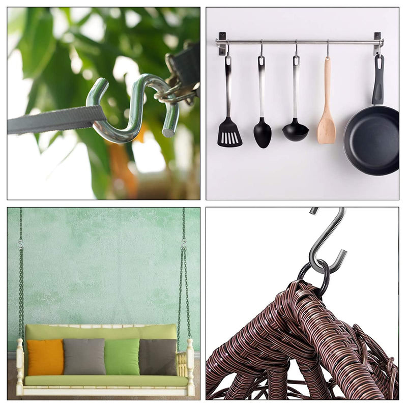 [Australia - AusPower] - ABSOK 5 Pcs S Hooks 304 Stainless Steel Heavy Duty S Hooks, 3.2 inches Long and 5/16 inches Thick,S Shaped Hanging Hook is Used to Hang Any Objects in hammocks, Swings, workshops or garages 