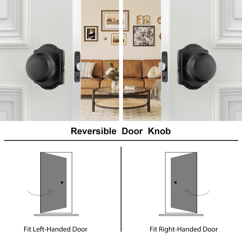 Goldenwarm Matte Black Passage Door Knobs, Closet Door Knobs Interior for Closet & Hallway, Black Closet Door Knob with Arched Plate 1 Pack