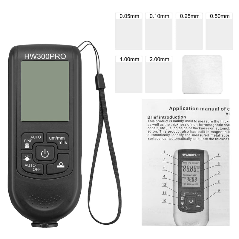 [Australia - AusPower] - ALLmeter Paint Thickness Gauge, Paint Thickness Gauge, Car Measuring Range 0 to 2000 um with LCD Display, Fe & NF for Measuring Paint Thickness in the Automotive Industry, Car Paint Tester 