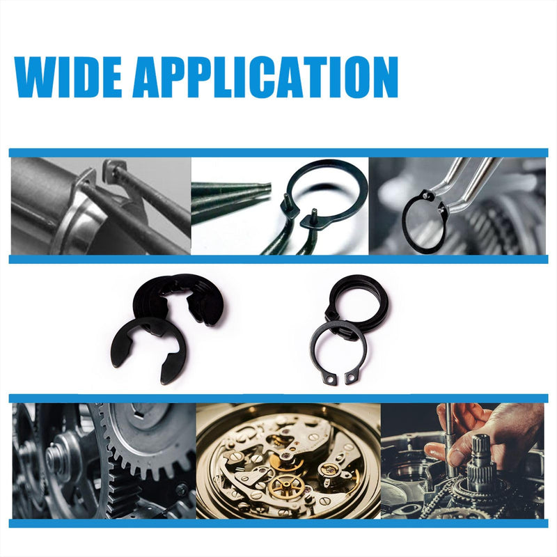 [Australia - AusPower] - 324Pcs E-Clips Assortment Set(2.0mm-12mm) and External Retaining Rings, Snap Rings Assortment Kit,C Clips Assortment (M5-M16),Carbon Steel Circlip 24 Sizes Black Carbon 324pcs e-clips+c-clips 