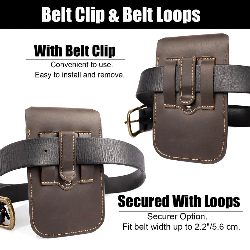[Australia - AusPower] - Topstache Leather Phone Holster with Belt Clip,Flip Cell Phone Pouch for iPhone 14/13 Pro Max,S23 Plus Belt Clip Phone Case,Universal Smartphone Sheath,XL,Darkbrown XL Darkbrown 