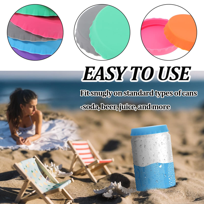 48pcs Silicone Soda Lid Set, 6 Colors Reusable Spill-Proof Drink Can Covers, Food Grade Flexible Protector for Cola Beer Juice Energy Beverages 48