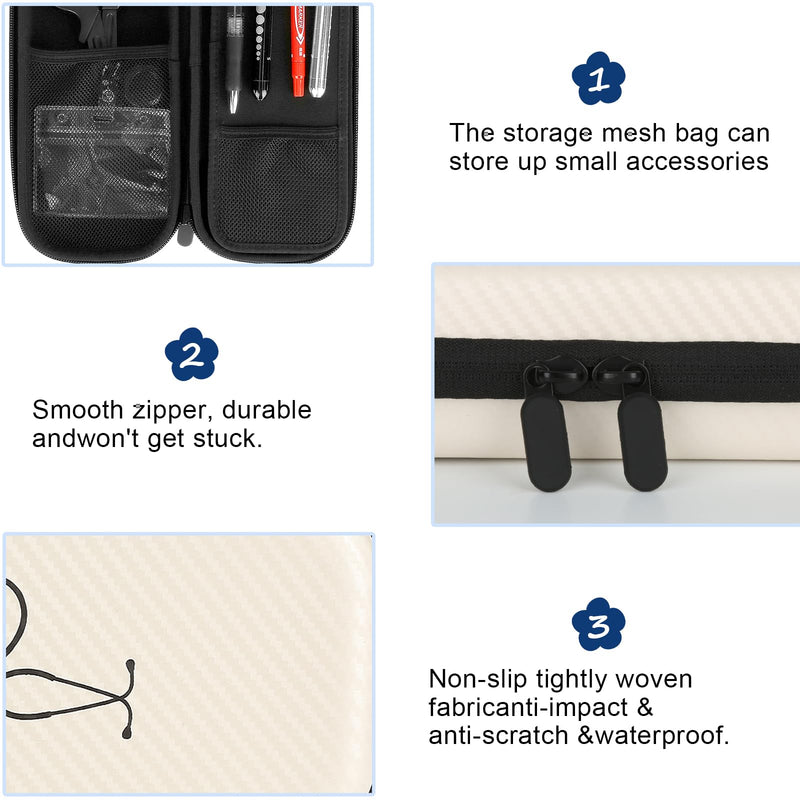 [Australia - AusPower] - 11 pcs Stethoscope Case Kits,Stethoscope Carrying Case for 3M Littmann Classic III,Stethoscope Holder with Pocket for Nurse Accessories for Work,Include Penlight, Bandage Wrapsv White With Accessories-White kit 