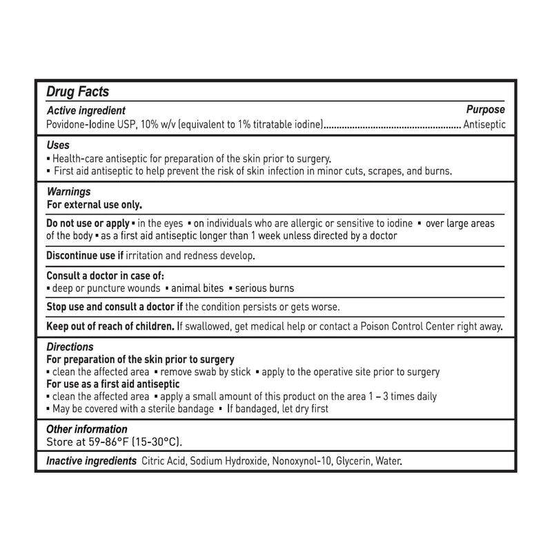 [Australia - AusPower] - McKesson Povidone-Iodine Impregnated Swab Stick, Sterile - 4 in, 50 Sticks, 1 Pack 50 Count 