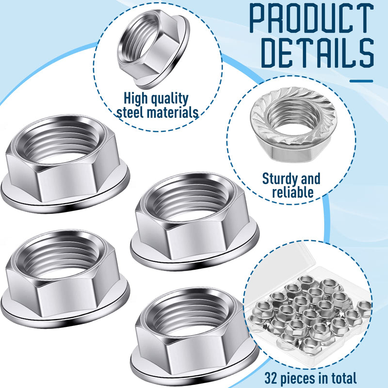 [Australia - AusPower] - 32 Pieces M10 x 1.25 mm Pitch Metric Fine Pitch Hexagonal Flange Nuts Stainless Steel Locking Flange Nut for YFZ450 YFZ660 