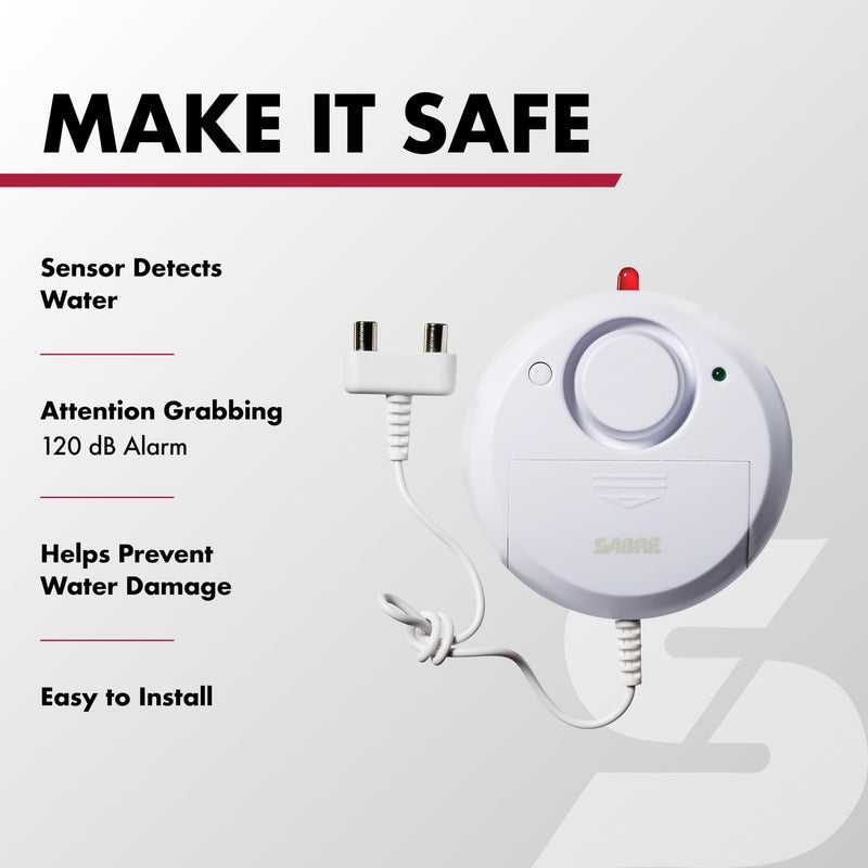 [Australia - AusPower] - SABRE Water Leakage Alarm, 110 dB Alarm, Audible Up to 1,500-Feet (457-Meters), All Direction Water Sensor, High and Low Volume Settings, Battery Test Button (Pack of 2) 2 Pack 
