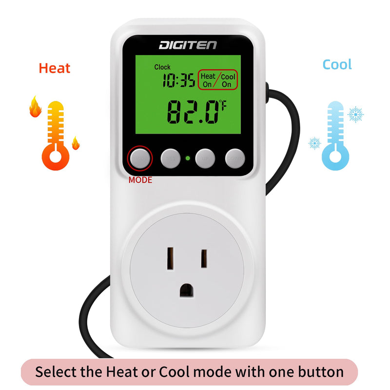 [Australia - AusPower] - Timer Thermostat, Day-Night Temperature Controller, Clock Function, ℃/℉ Plug-in Outlet Timer Thermostat with LCD Screen Backlight Function 110V 15A 